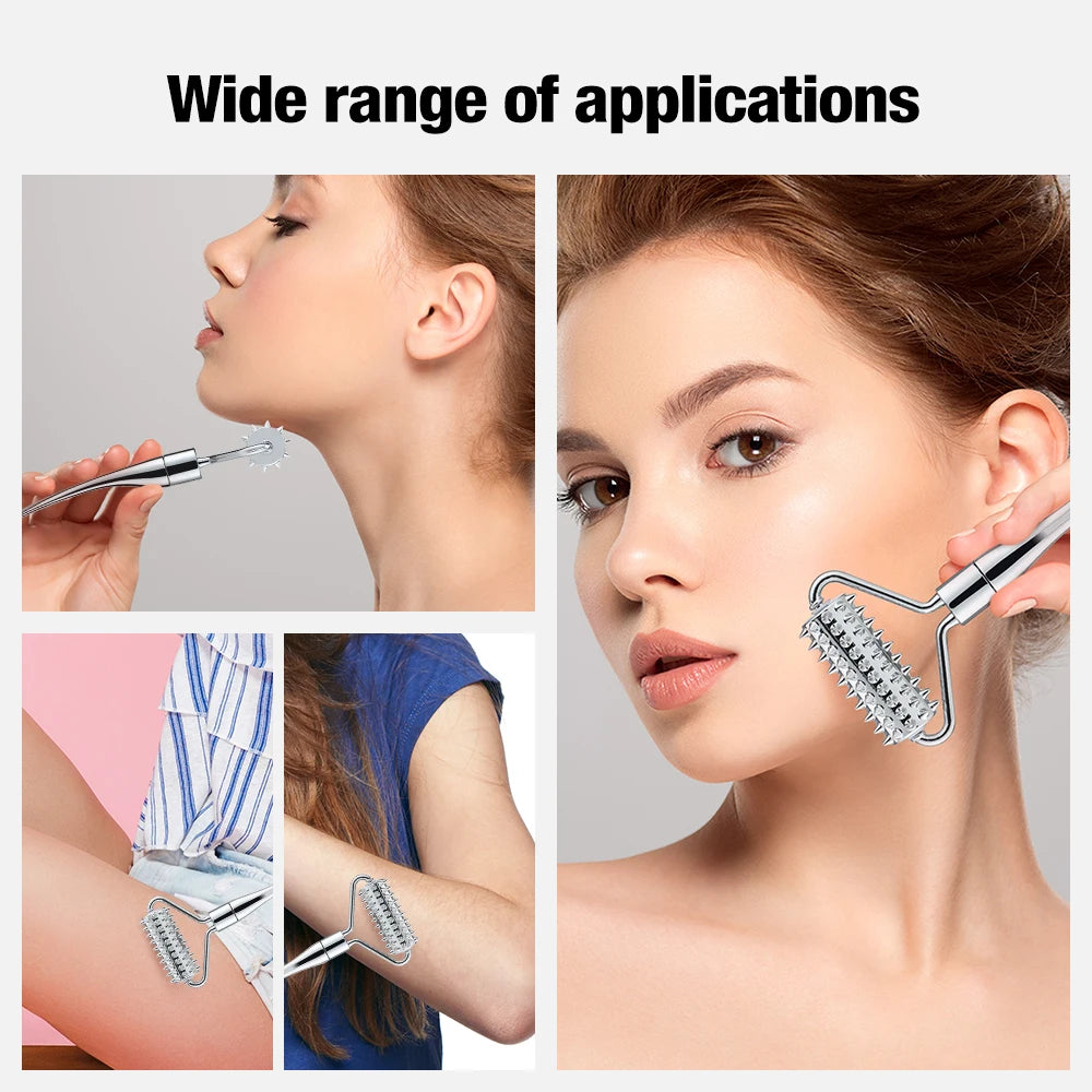 Stainless Steel Pointed Roller Spatula Massage Ball Stone Face Roller Massager To Improve Neck Facial Beauty Skin Care Tool - Natural Vibe