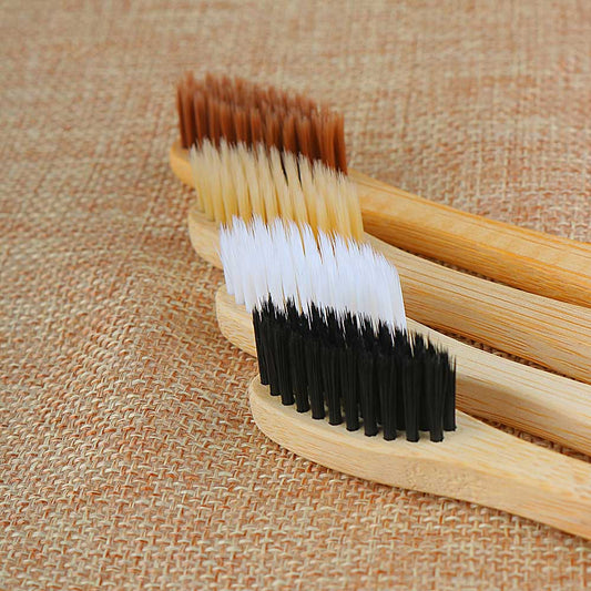 Personal Environmental Bamboo Charcoal Toothbrush For Oral Health Low Carbon Medium Soft Bristle Wood Handle Toothbrush - Natural Vibe