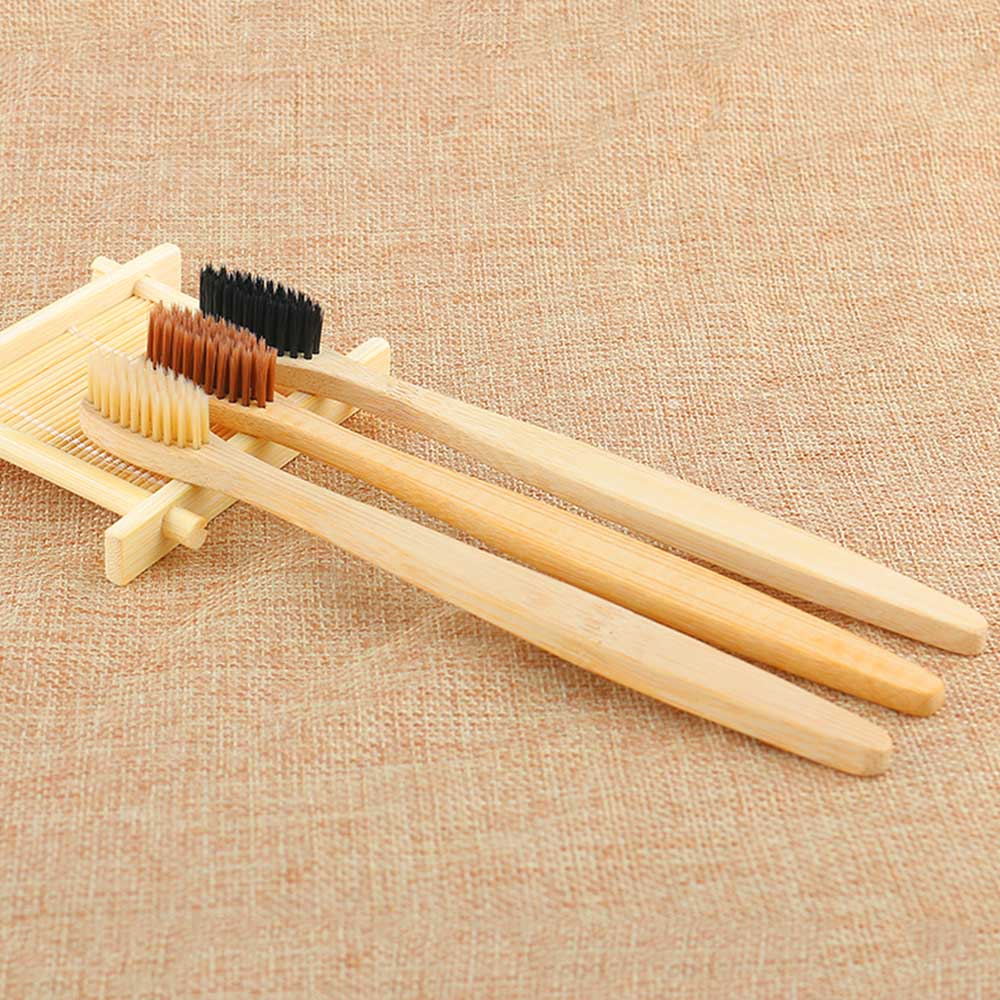 Personal Environmental Bamboo Charcoal Toothbrush For Oral Health Low Carbon Medium Soft Bristle Wood Handle Toothbrush - Natural Vibe