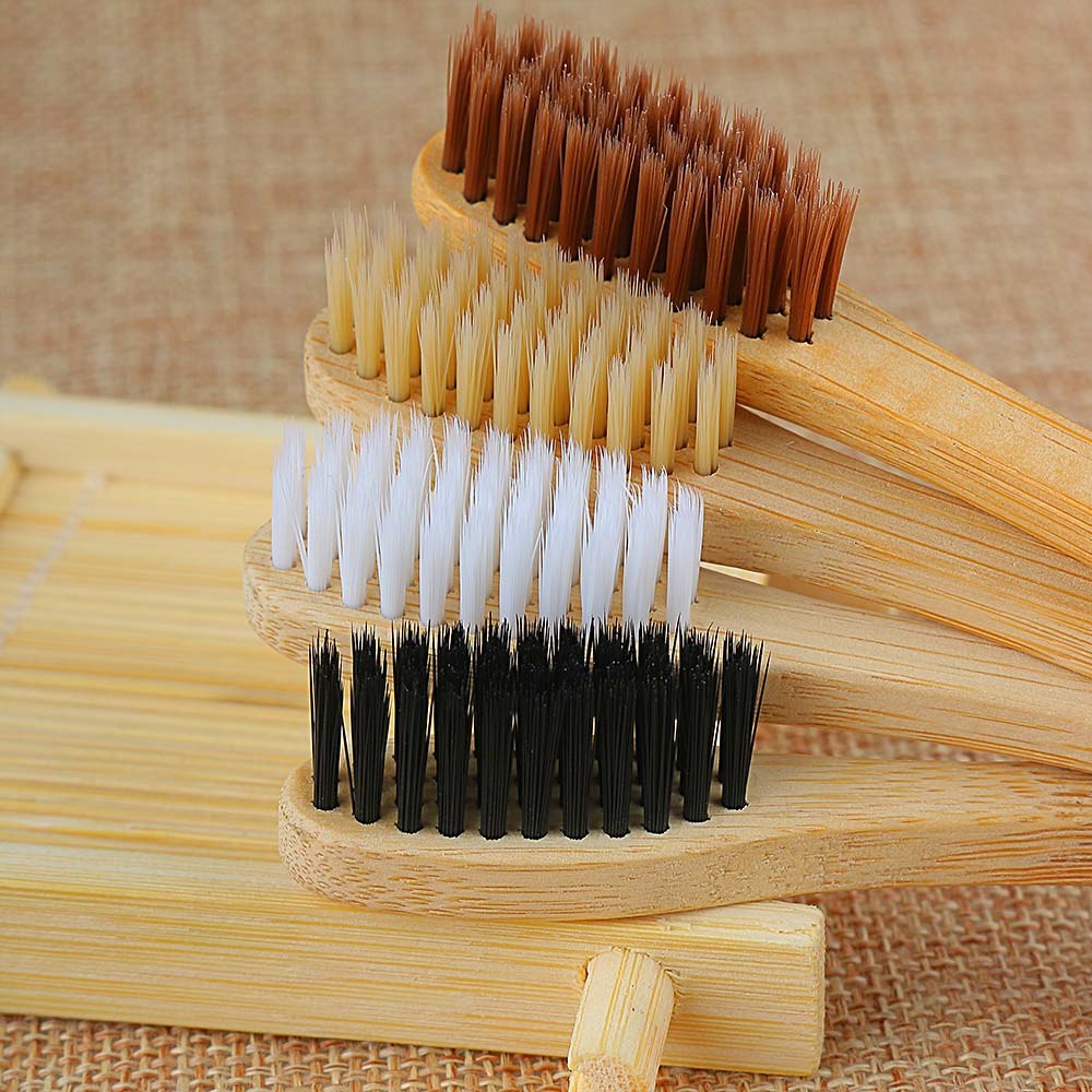 Personal Environmental Bamboo Charcoal Toothbrush For Oral Health Low Carbon Medium Soft Bristle Wood Handle Toothbrush - Natural Vibe