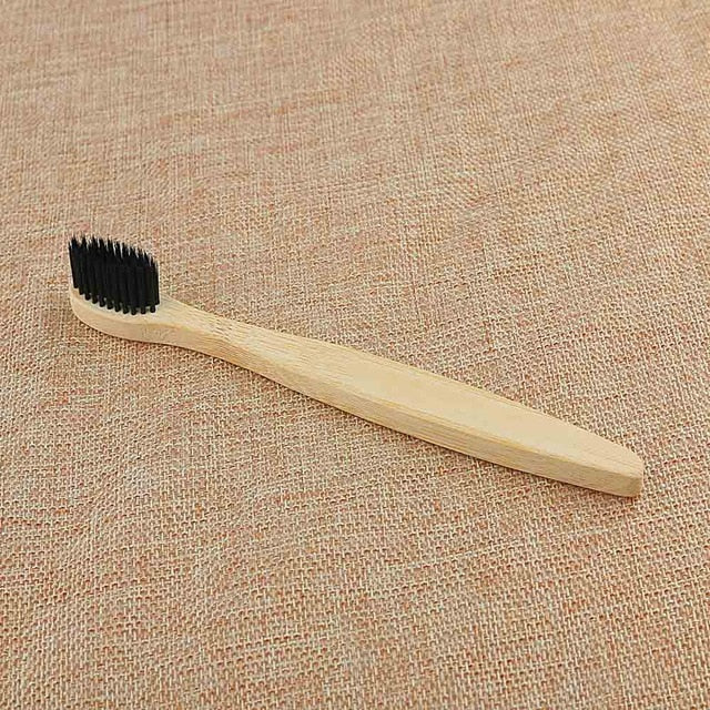 Personal Environmental Bamboo Charcoal Toothbrush For Oral Health Low Carbon Medium Soft Bristle Wood Handle Toothbrush - Natural Vibe