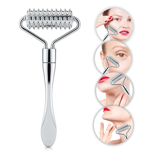 Stainless Steel Pointed Roller Spatula Massage Ball Stone Face Roller Massager To Improve Neck Facial Beauty Skin Care Tool - Natural Vibe