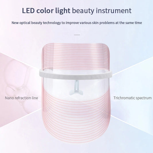 LED Face Light Therapy Photon Facial Mask 3 Color Anti Aging Wrinkle Skin Rejuvenation Skin Care Tool Home Beauty Instrument Spa - Natural Vibe